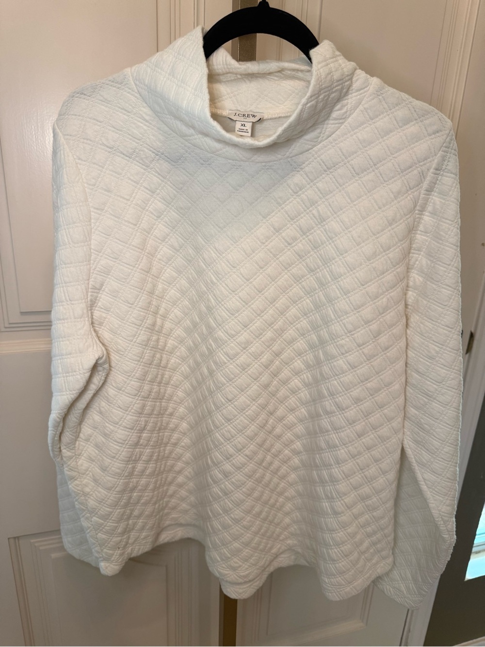 J. Crew Cream Quilted Turtleneck Sweater